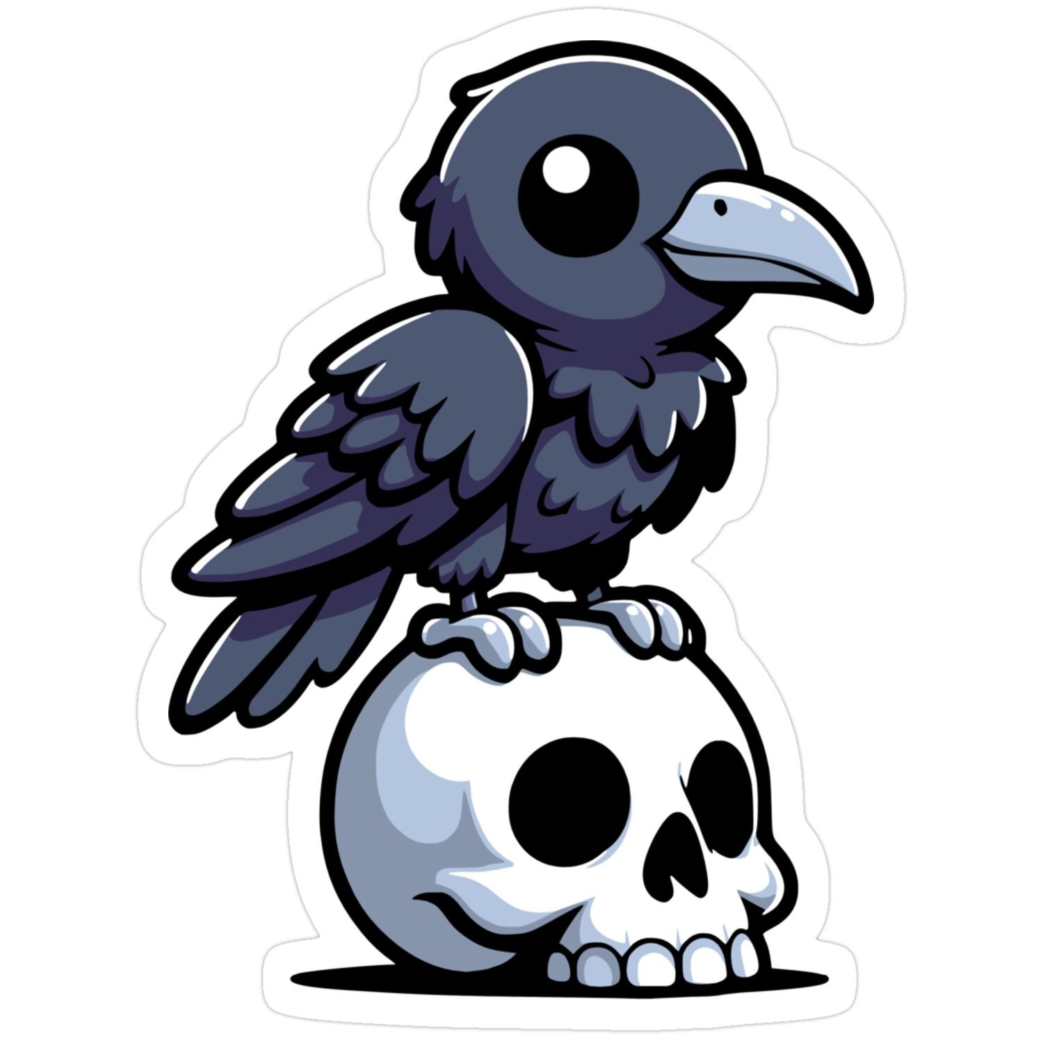 Cute Crow On A Skull Sticker