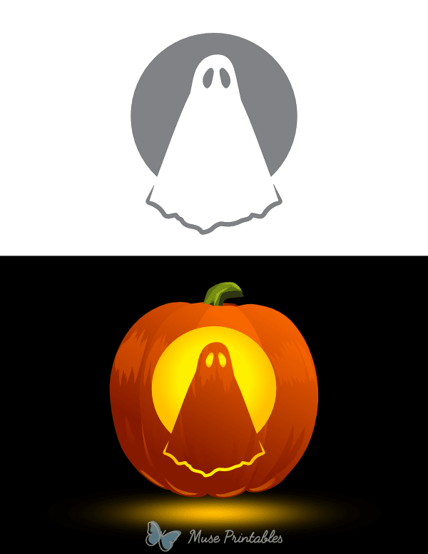 Printable Big Eyed Ghost Pumpkin Stencil