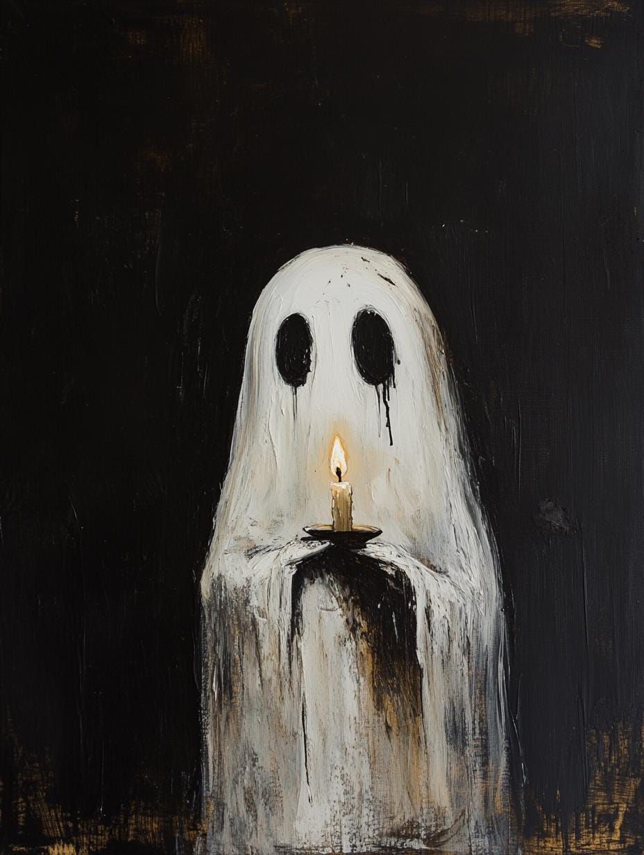 Set of 4 Candlelit Scary Ghosts Semi Gloss 8″ x 10″ Wall Prints