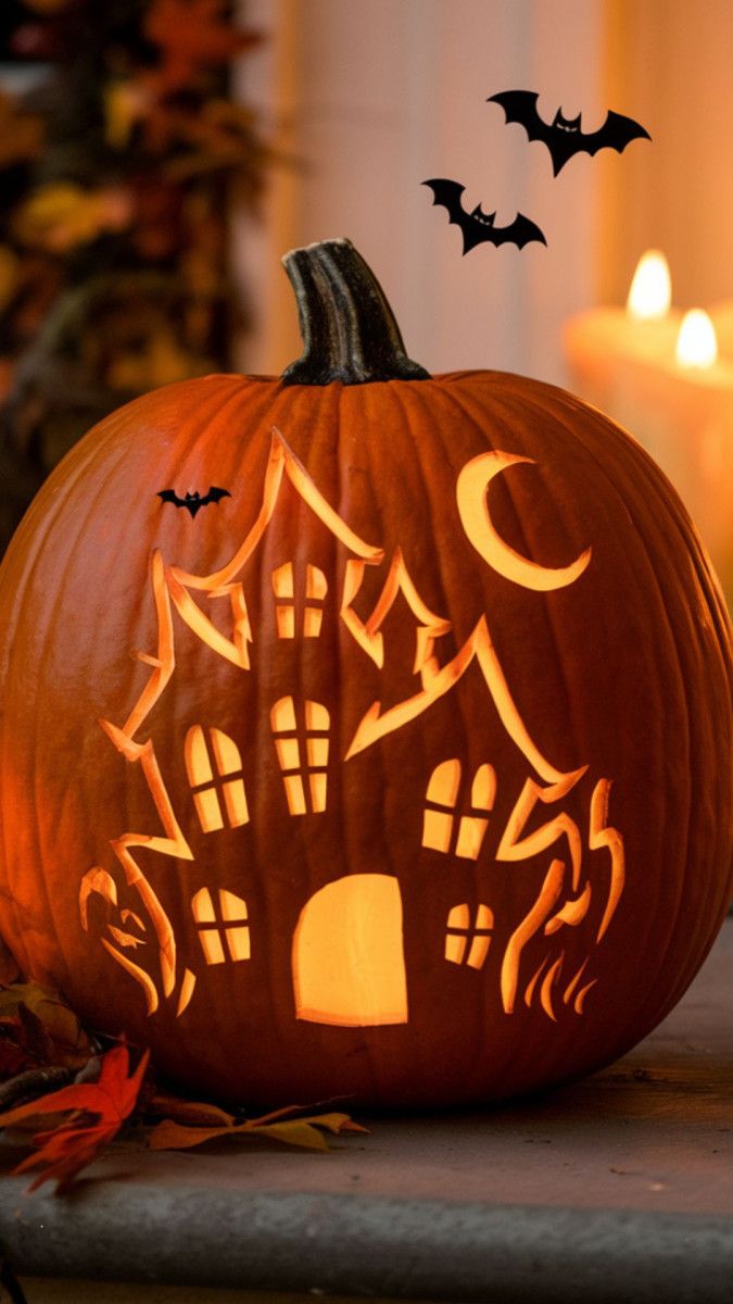 Pumpkins Carving Ideas: Haunted House Pumpkin Carving Idea for Halloween