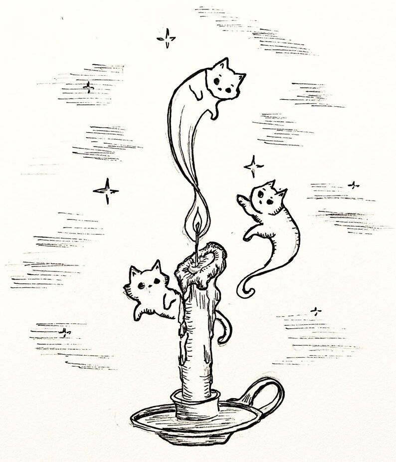 Candlestick Ghost Cats 5×7 Inch Print – Etsy