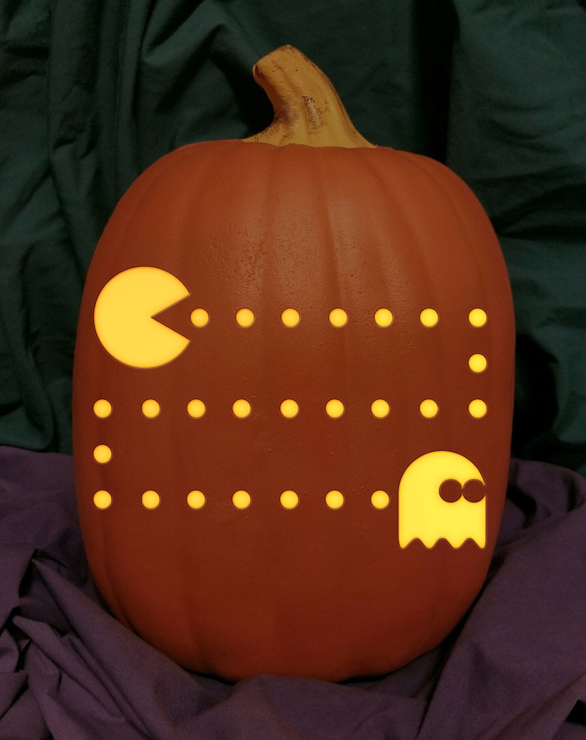 Pac-Man Carved Foam Permanent Pumpkin Atari Video Game