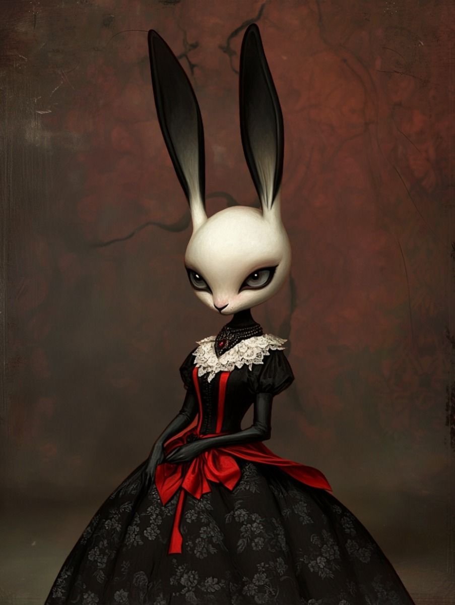 SURREAL SPOOKY GOTH RABBIT CHARACTER DESIGN