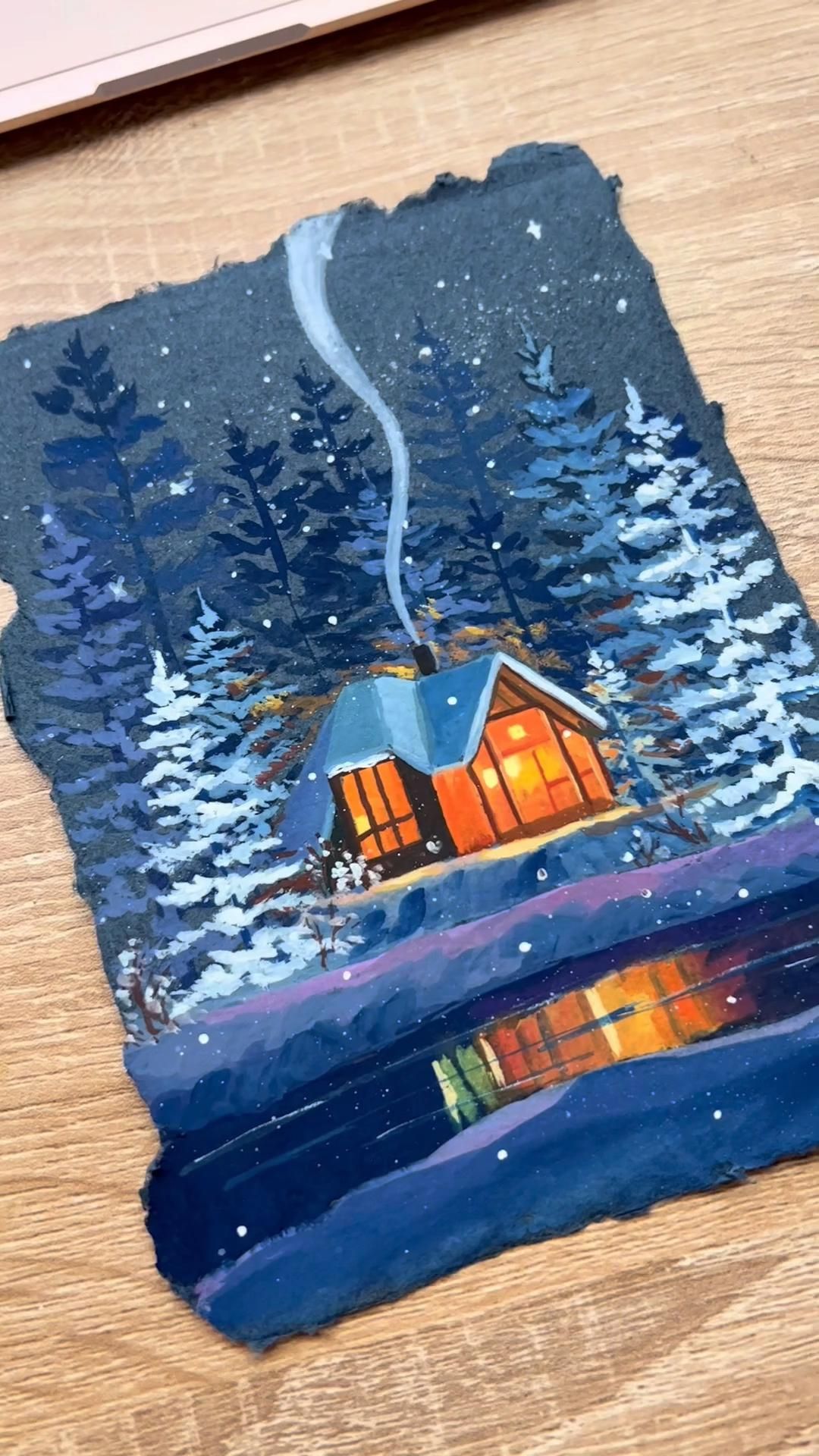 Winter landscape ✨❤️. Gouache painting