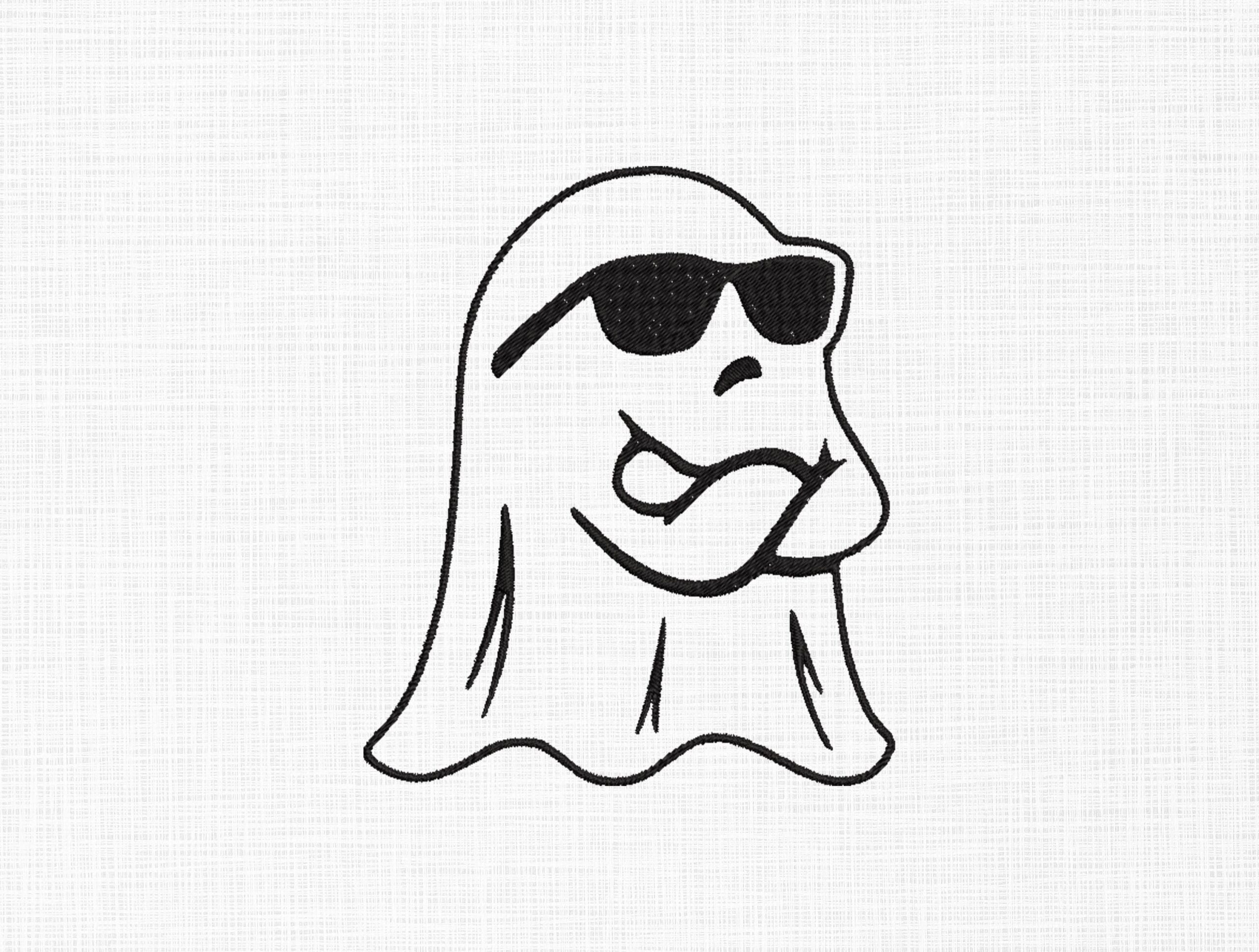 Ghost with Glasses Embroidery Design Cute Ghost Embroidery Design Ghost in Attitude Embroidery Design 5 Sizes Digital Download