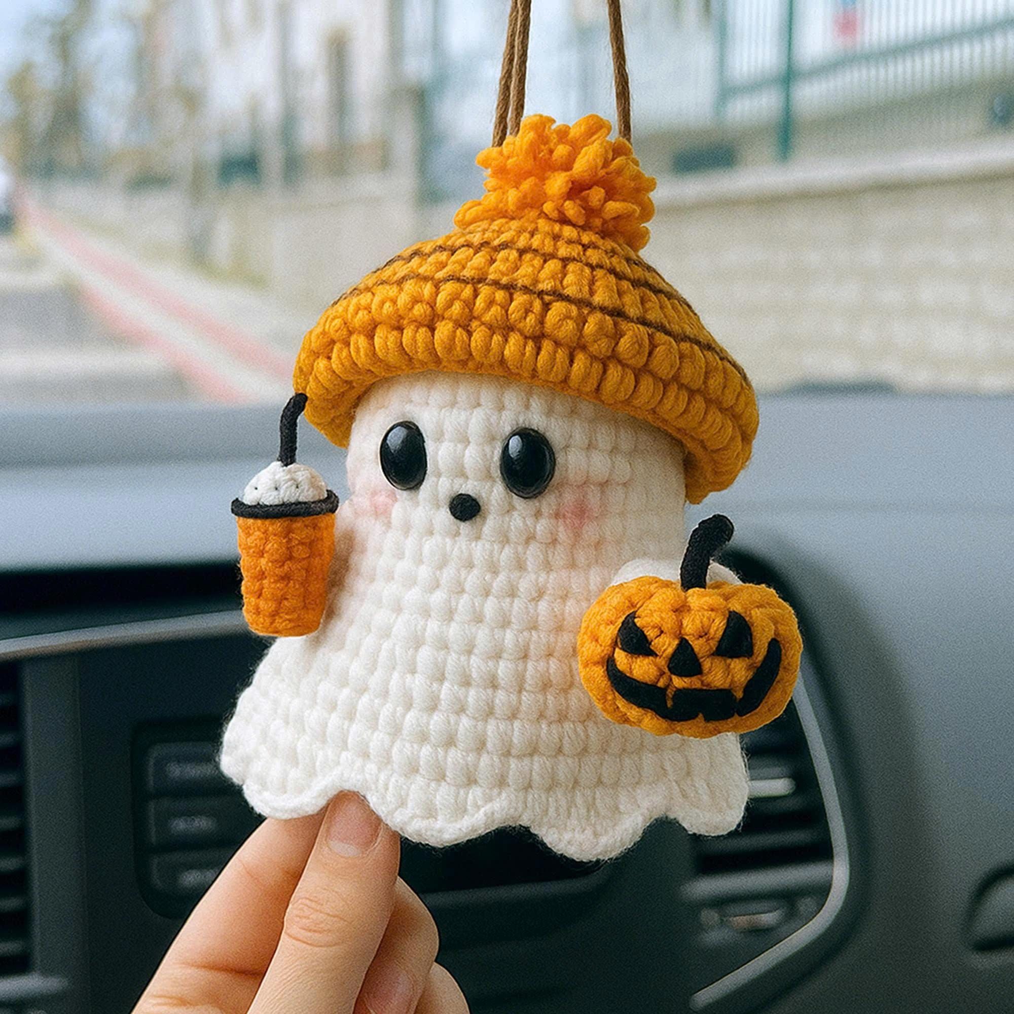 Halloween Ghost Holding Pumpkin Crochet, Crochet Ghost, Pumpkin, Halloween Decor, Halloween Gift Idea