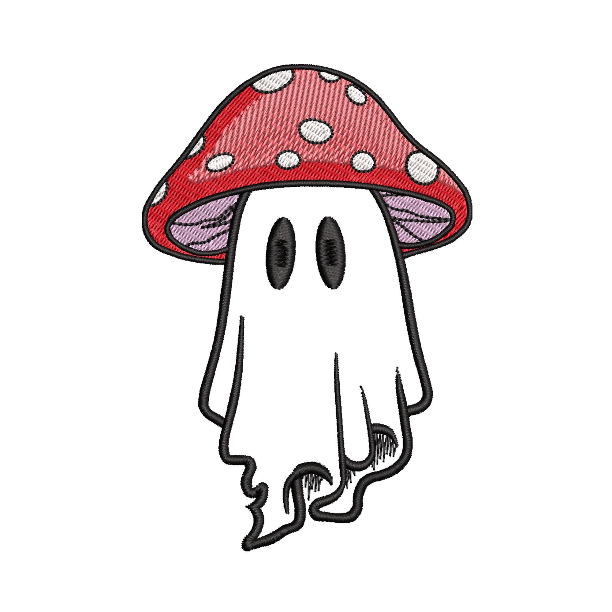 Mushroom Ghost Embroidery Design, Quirky Ghost with Mushroom Hat Embroidery Pattern, Enchanted Mushroom Spirit, 6 size – INSTANT DOWNLOAD