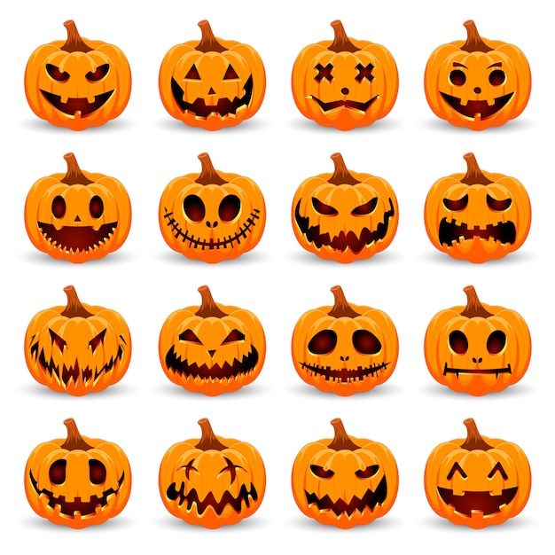 Set pumpkin on white background | Premium Vector