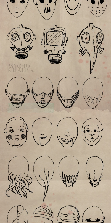 Horror Masken Monster Zeichnen Übersicht Inspiration