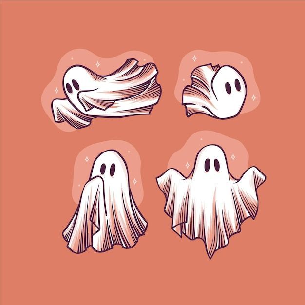 Hand drawn halloween ghosts collection | Free Vector