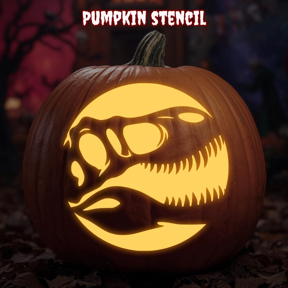 T-rex Dinosaur Pumpkin Stencil – Spooky Halloween Carving Template – Jack O’ Lantern Design – Digital Download